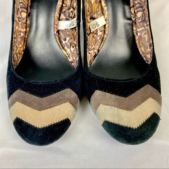 Missoni x Target Suede Round Toe Pumps Block Heels - Picture 4 of 10